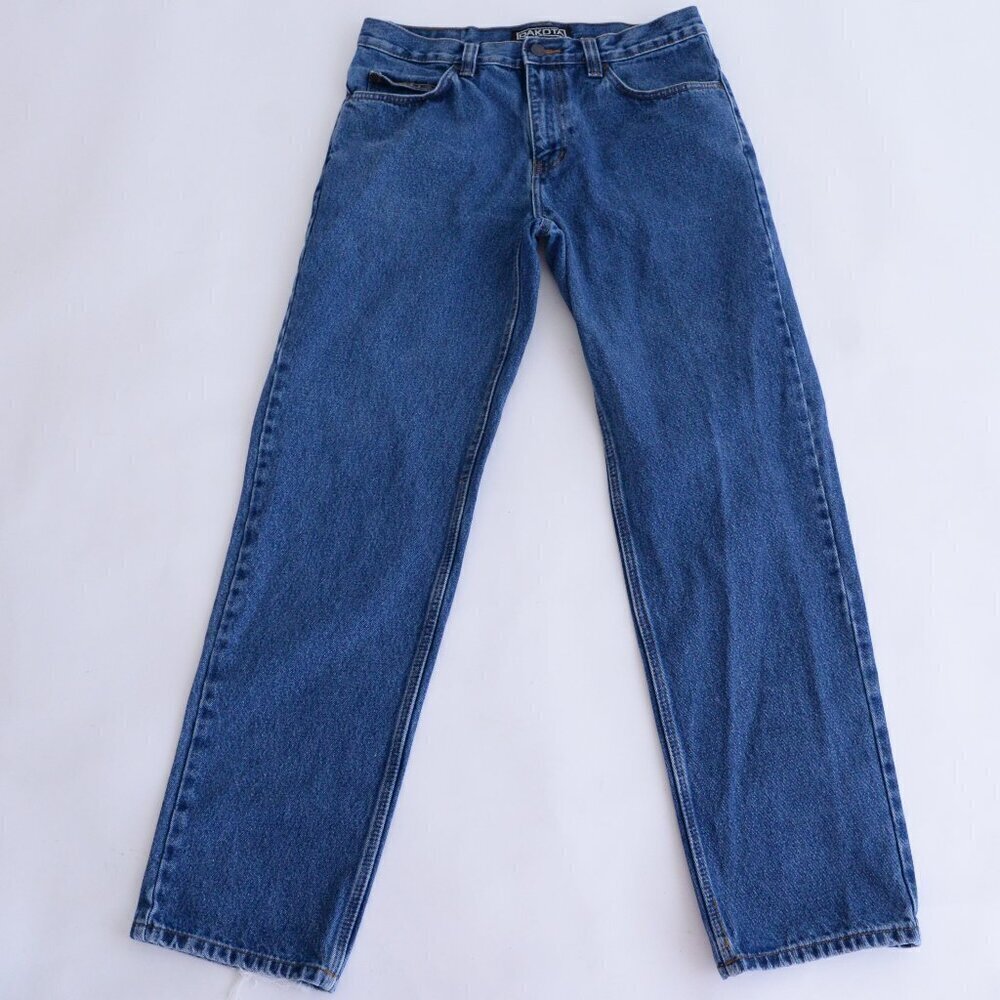 Vintage Dakota Dark Wash Straight Leg Blue Denim Jeans 34X32